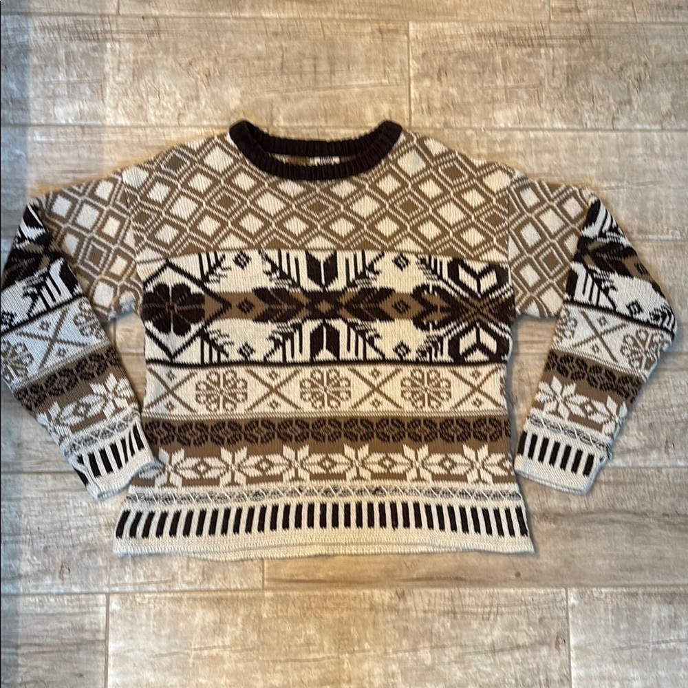 High Sierra vintage brown, and cream knit sweater